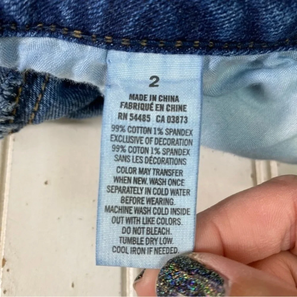 American Eagle Shorts Women's‎ 2 Jean Denim Embroidered Flowers - Picture 6 of 15